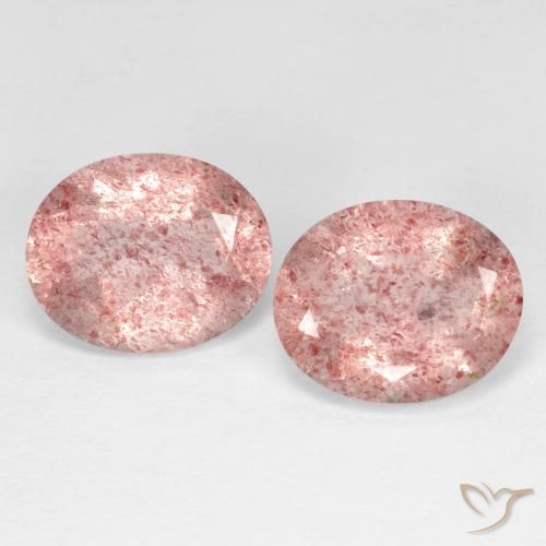 6.35ctw Naturel Rose rose profond Quartz Fraise, ovale, Transparent