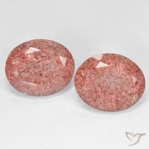 8.87ctw Naturel Rose rougeâtre Quartz Fraise, ovale, Transparent