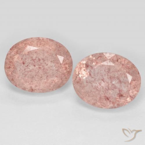 7.77ctw Naturel Rose clair Quartz Fraise, ovale, Transparent