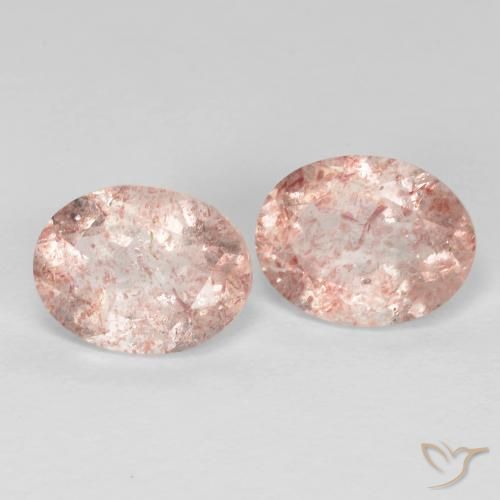 3.53ctw Naturel Rose clair Quartz Fraise, ovale, Transparent