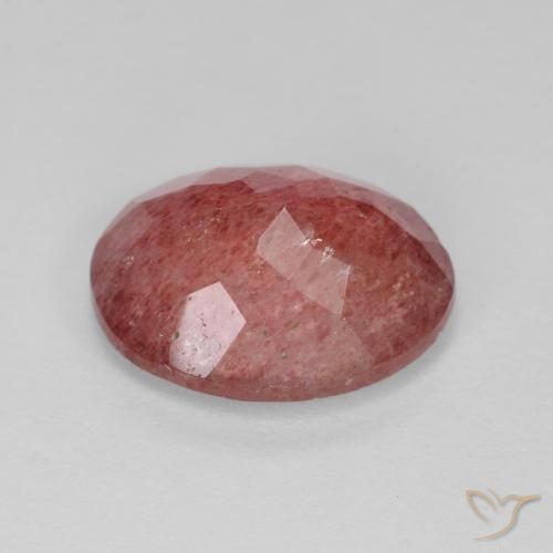 Quartz fraise Rouge vif naturelle ovale, 3.78 ct, Translucide