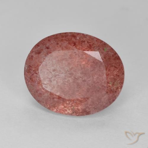 Quartz fraise Rouge moyen naturelle ovale, 4.41 ct, Translucide
