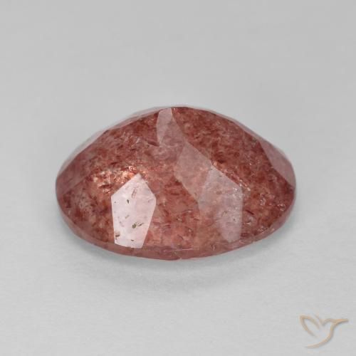 Quartz fraise Rouge moyen naturelle ovale, 4.41 ct, Translucide