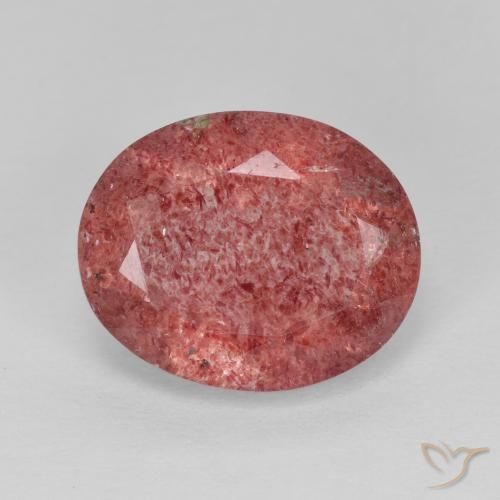 4.37ct Naturel Rouge moyen Quartz Fraise, ovale, Translucide