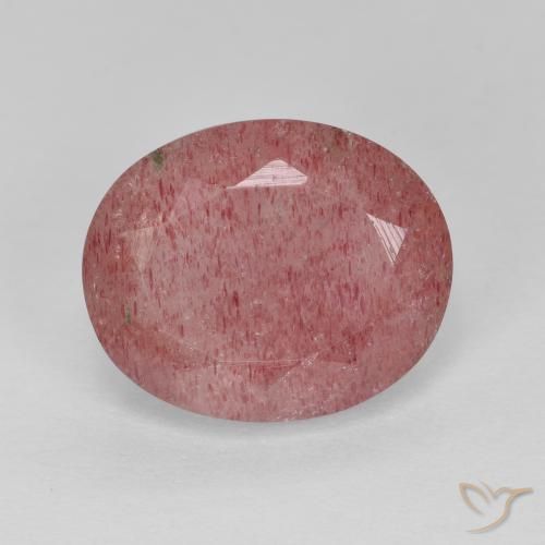 4.44ct Naturel Rouge moyen Quartz Fraise, ovale, Translucide