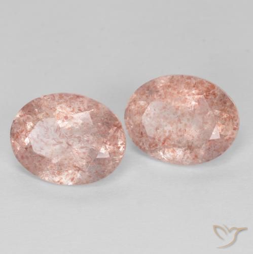 3.47ctw Naturel Rose moyen Quartz fraise, ovale, Transparent