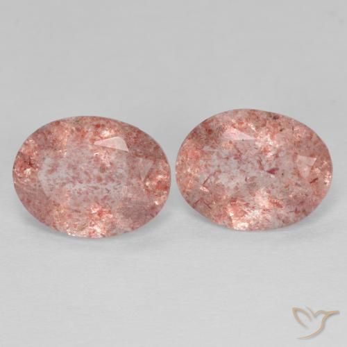 3.05ctw Naturel Orange rose Quartz fraise, ovale, Transparent