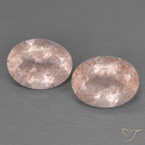 3.44ctw Naturel Pêche rose Quartz Fraise, ovale, Transparent
