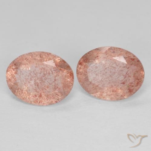 3.10ctw Naturel Orange rose Quartz fraise, ovale, Transparent