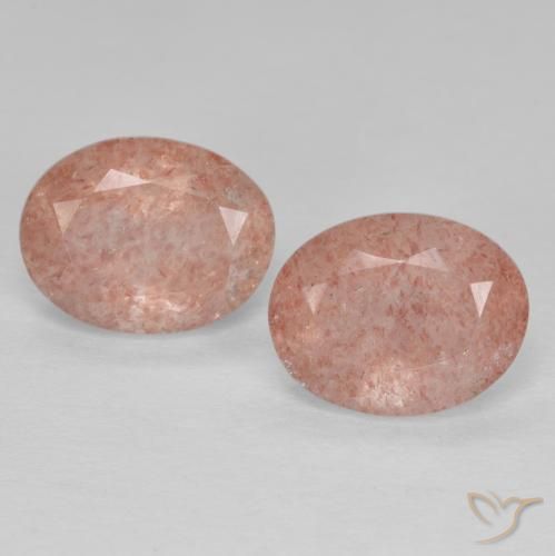 3.65ctw Naturel Pêche rose Quartz fraise, ovale, Transparent