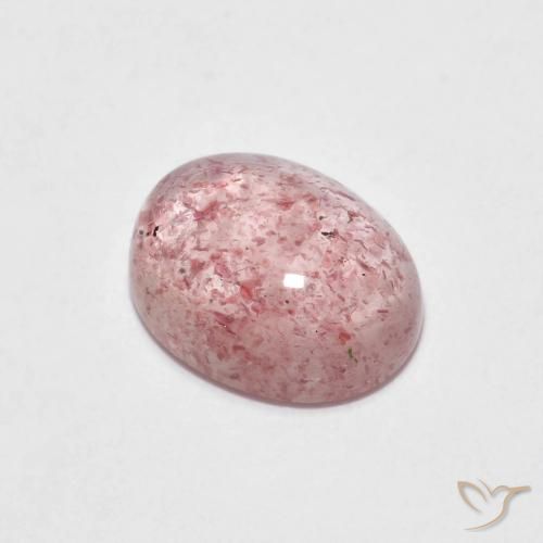 Quartz Fraise Rose clair naturelle ovale, 2.08 ct, Transparent