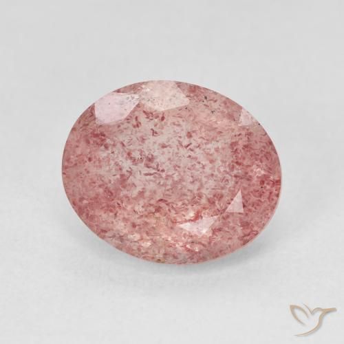 Quartz fraise Medium Light-Pink naturelle ovale, 4.41 ct, Translucide