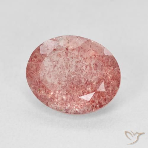 Quartz fraise Medium Light-Pink naturelle ovale, 4.32 ct, Translucide