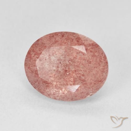 Quartz fraise Rose léger naturelle ovale, 4.58 ct, Translucide