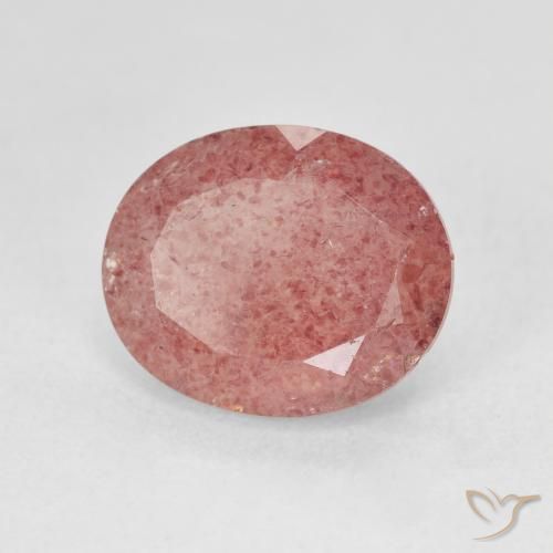 Quartz fraise Rose vif naturelle ovale, 4.46 ct, Translucide