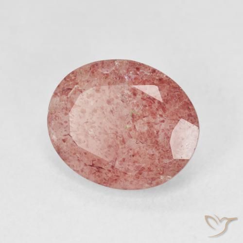 Quartz fraise Rose moyen naturelle ovale, 3.74 ct, Translucide