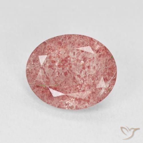 3.84ct Naturel Rose léger Quartz fraise, ovale, Translucide