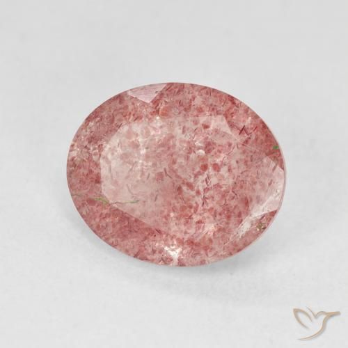Quartz fraise Rose léger naturelle ovale, 3.84 ct, Translucide