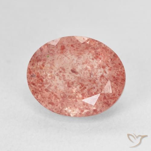 Quartz fraise Rose orangé naturelle ovale, 5.23 ct, Translucide