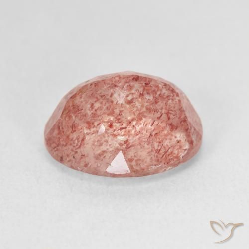 Quartz fraise Rose orangé naturelle ovale, 5.23 ct, Translucide