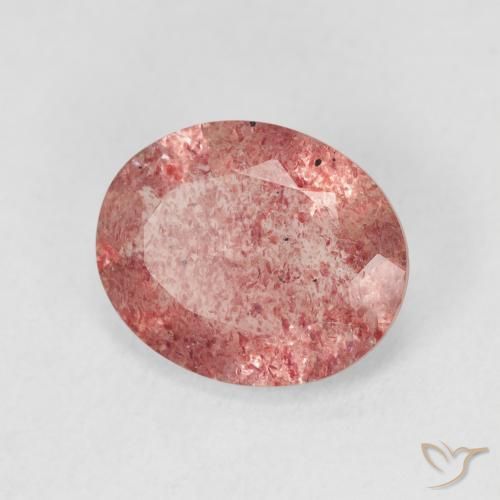 Quartz fraise Rose orangé naturelle ovale, 3.28 ct, Translucide
