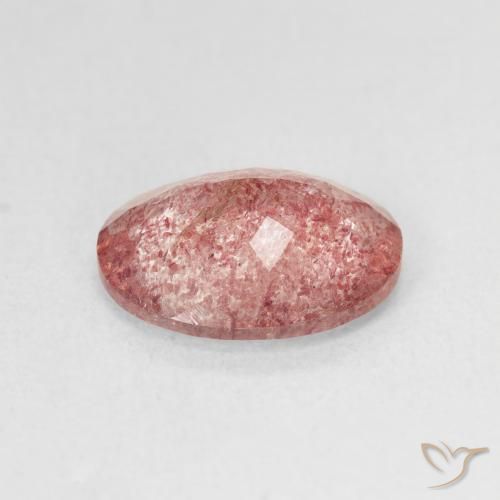Quartz fraise Rose orangé naturelle ovale, 3.28 ct, Translucide