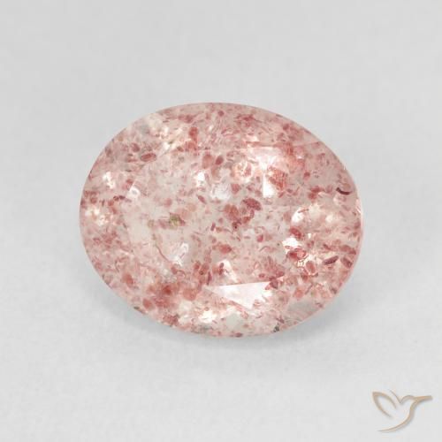 Quartz fraise Rose clair naturelle ovale, 4.35 ct, Translucide