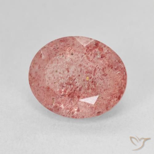 Quartz fraise Rose moyen naturelle ovale, 4.91 ct, Translucide