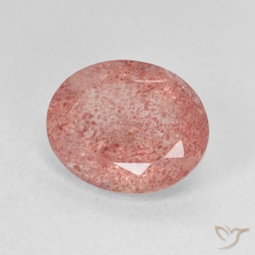 Quartz fraise Rose moyen naturelle ovale, 4.39 ct, Translucide