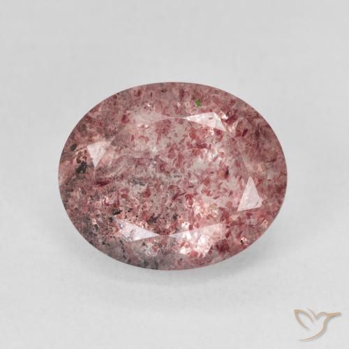 Quartz Fraise Rose intense naturelle ovale, 4.95 ct, Translucide