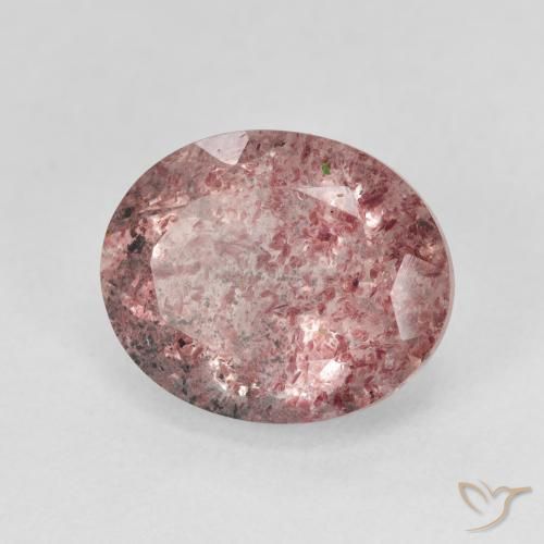 Quartz Fraise Rose intense naturelle ovale, 4.95 ct, Translucide