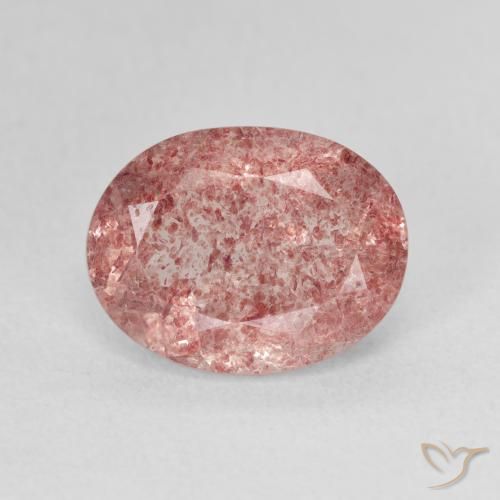 Quartz Fraise Rose chaud et léger naturelle ovale, 3.65 ct, Translucide
