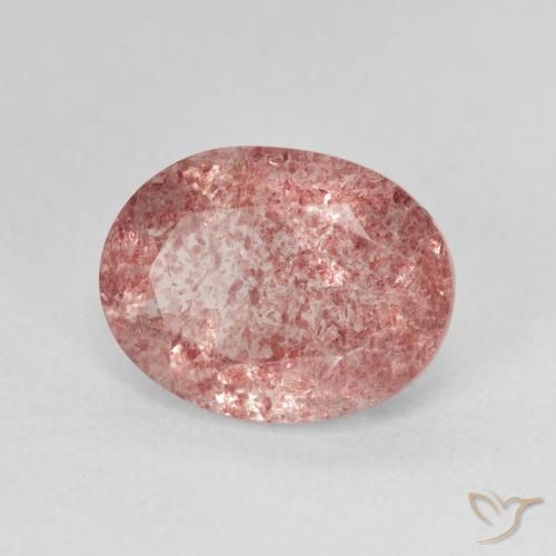 Quartz Fraise Rose chaud et léger naturelle ovale, 3.65 ct, Translucide