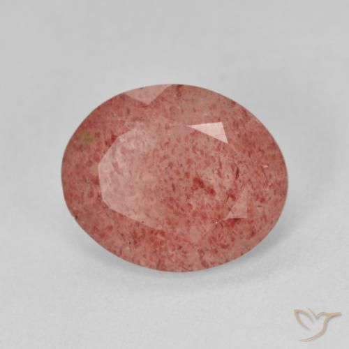 3.62ct Naturel Rouge moyen Quartz Fraise, ovale, Translucide