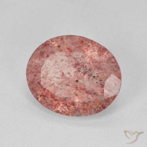 Quartz fraise Rose orangé naturelle ovale, 3.61 ct, Translucide