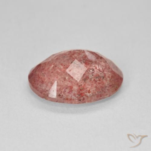 Quartz fraise Rose orangé naturelle ovale, 3.61 ct, Translucide