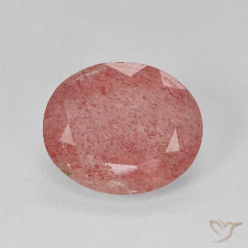 Quartz fraise Rose moyen naturelle ovale, 3.94 ct, Translucide