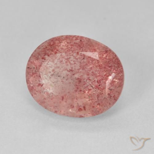 Quartz fraise Medium Light-Pink naturelle ovale, 3.92 ct, Translucide