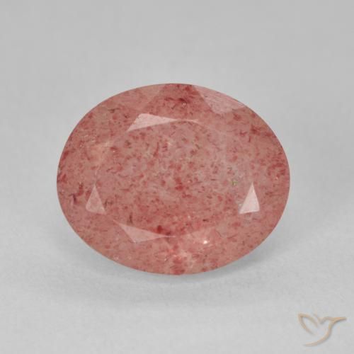 4.31ct Naturel Orange rougeâtre pâle Quartz fraise, ovale, Translucide