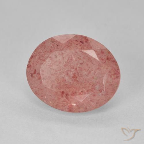 Quartz fraise Orange rougeâtre pâle naturelle ovale, 4.31 ct, Translucide