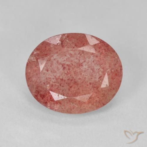 3.84ct Naturel Orange rougeâtre pâle Quartz Fraise, ovale, Translucide
