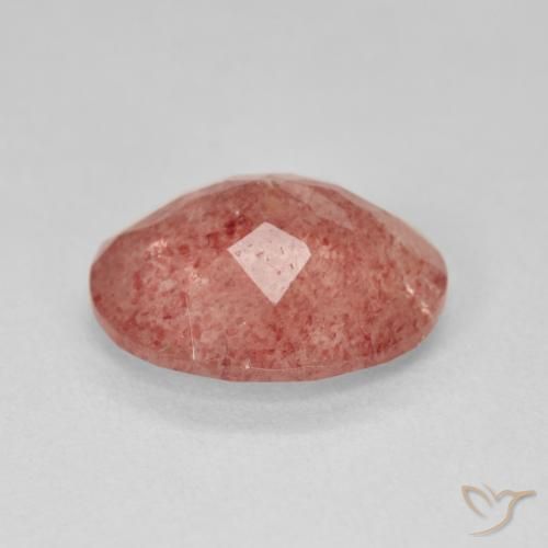 Quartz fraise Orange rougeâtre pâle naturelle ovale, 3.84 ct, Translucide