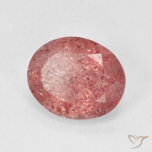 Quartz Fraise Ton rose rougeâtre naturelle ovale, 4.04 ct, Translucide