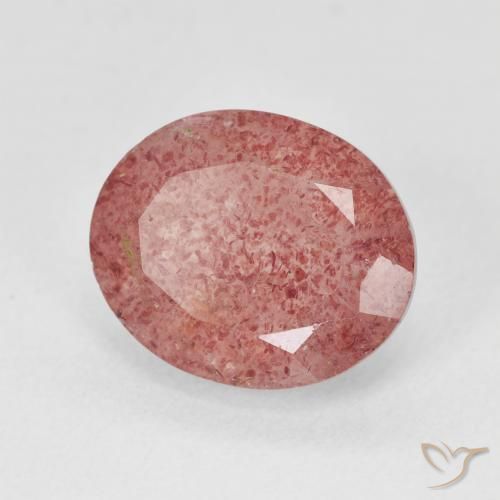 Quartz Fraise Rose moyen naturelle ovale, 4.61 ct, Translucide