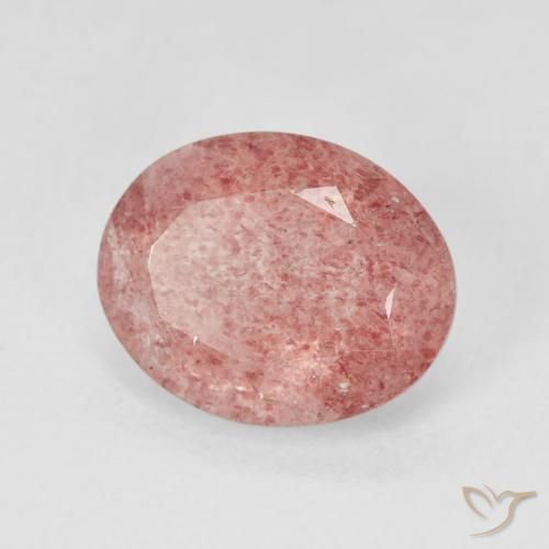 Quartz fraise Rose moyen naturelle ovale, 3.88 ct, Translucide