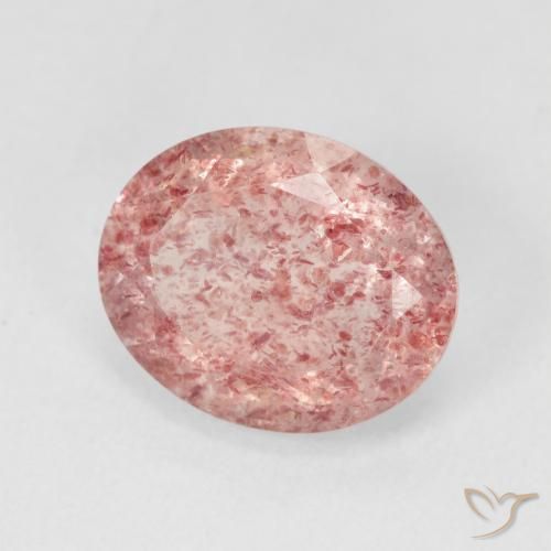 Quartz fraise Rose limonade naturelle ovale, 4.42 ct, Translucide