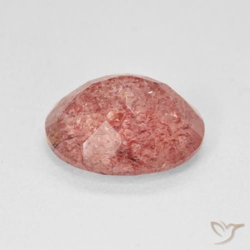 Quartz Fraise Rose moyen naturelle ovale, 4.43 ct, Translucide