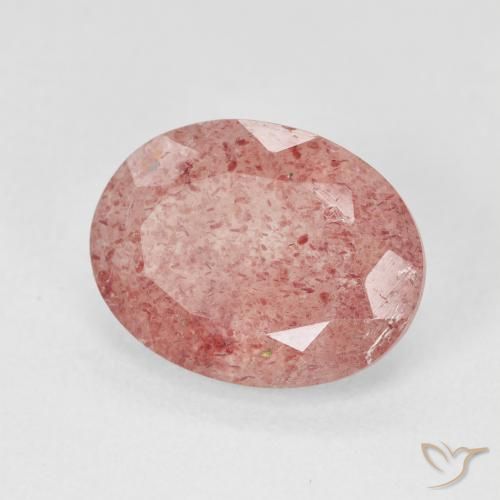 Quartz fraise Rose moyen naturelle ovale, 4.48 ct, Translucide