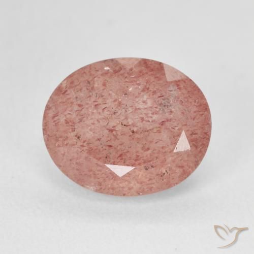 Quartz Fraise Pêche rose rosé naturelle ovale, 4.86 ct, Translucide