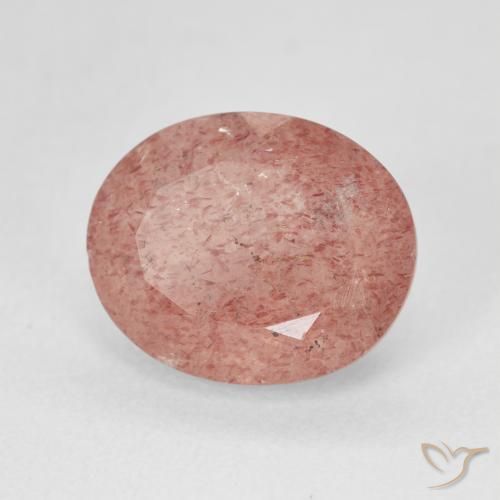 Quartz Fraise Pêche rose rosé naturelle ovale, 4.86 ct, Translucide